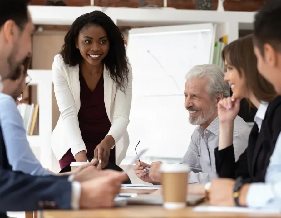 Nurse with MBA Leading Business Meeting